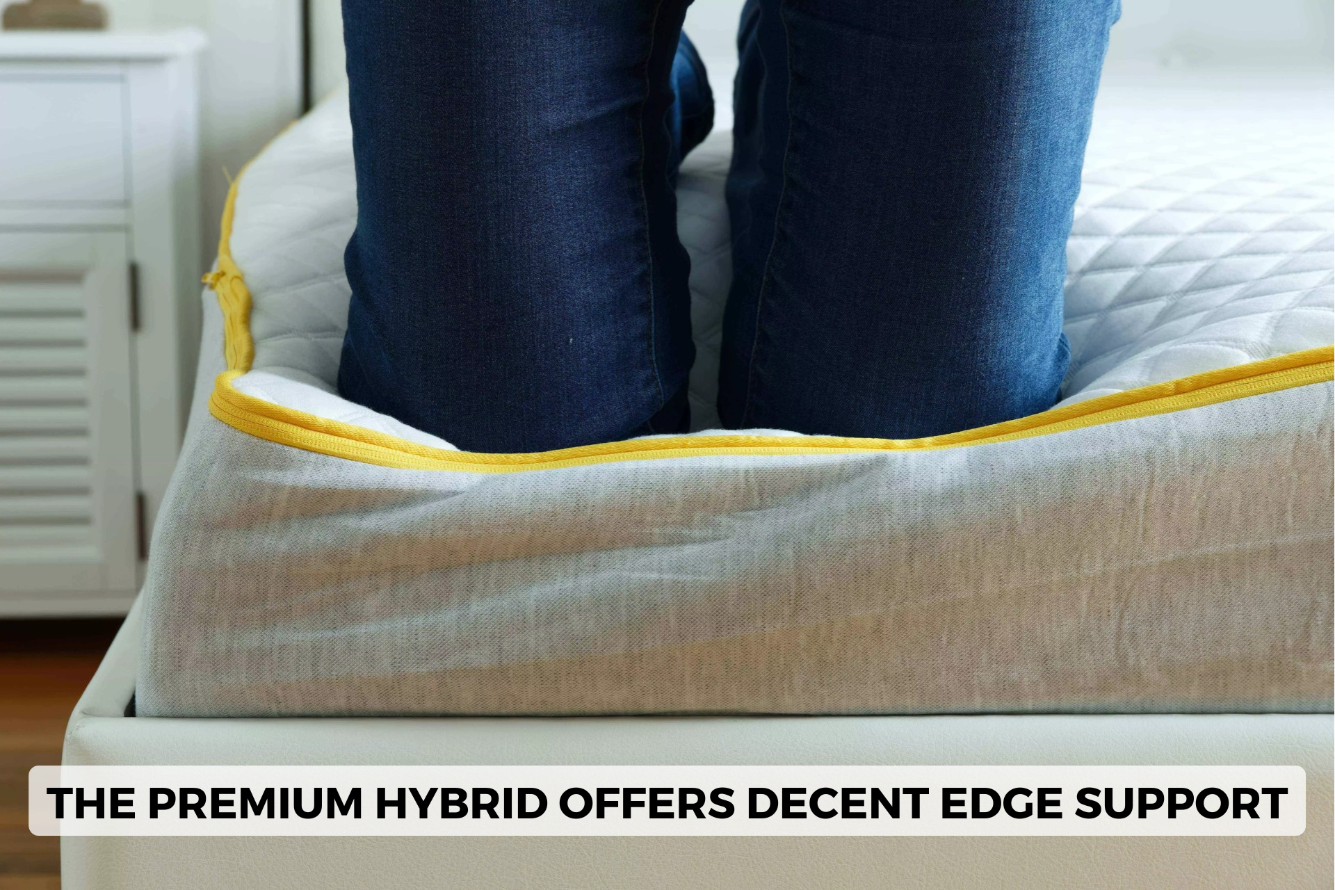 edge support of eve premium hybrid mattress